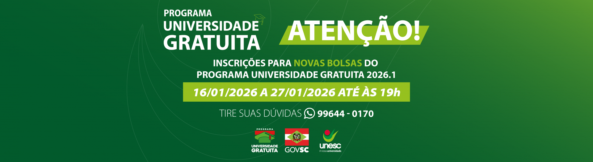Universidade gratuita - 2026